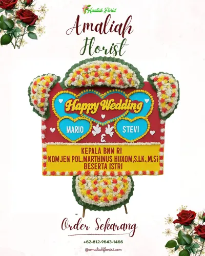 Karangan Papan Bunga Pernikahan di Opas Indah